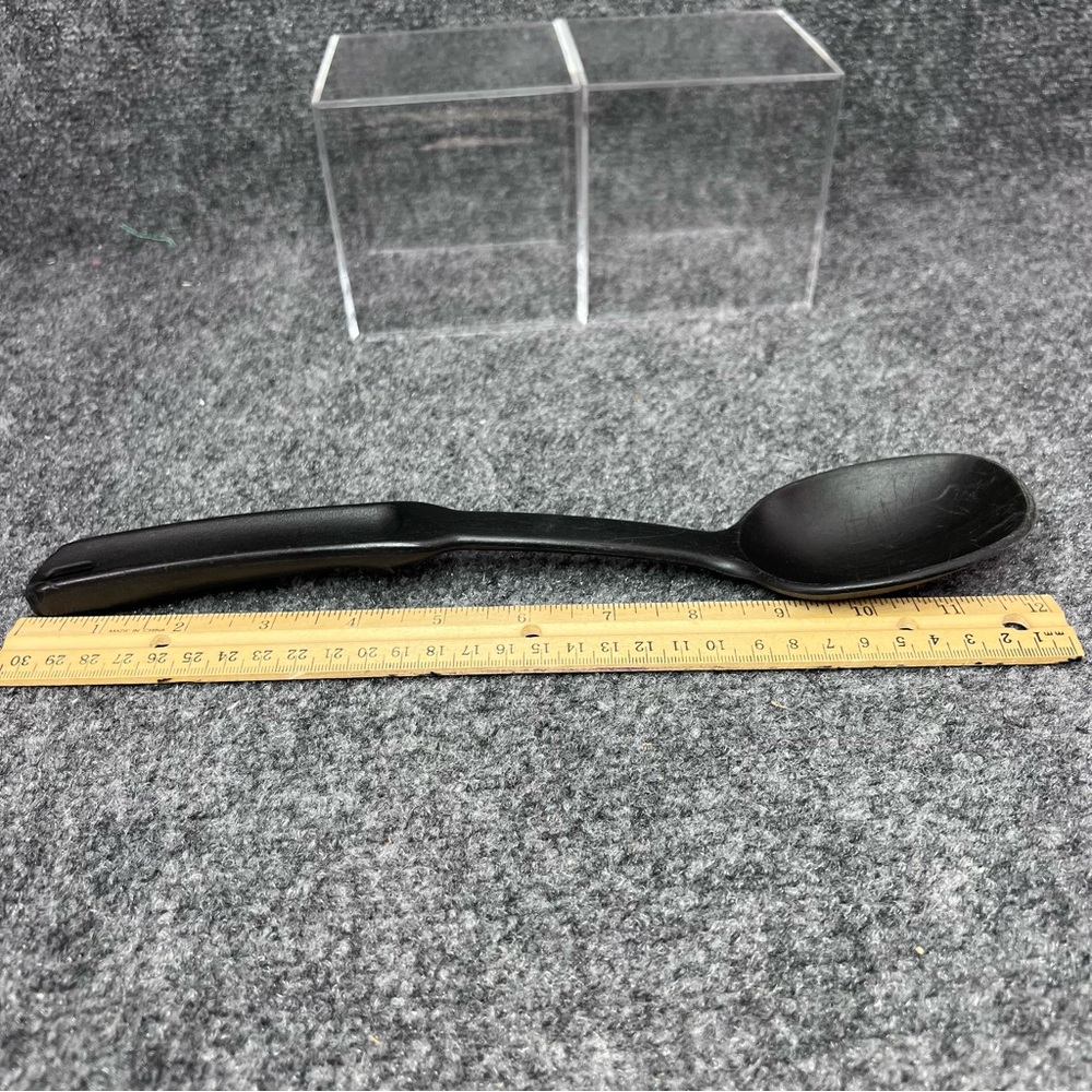 Pampered Chef Black Nylon Cooking Solid Spoon # 2349 Heat Resistant 12" - Picture 4 of 7